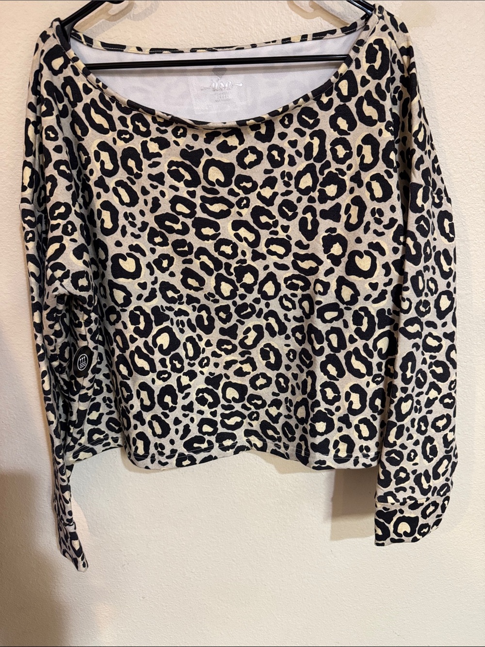 LuLaRoe Leopard Print Long Sleeve Top - Black & Cream